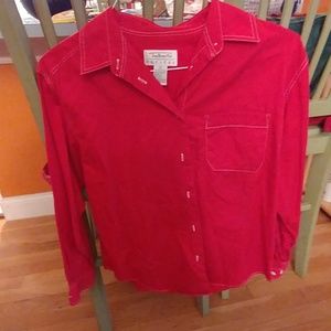 Red Talbots petite blouse size small